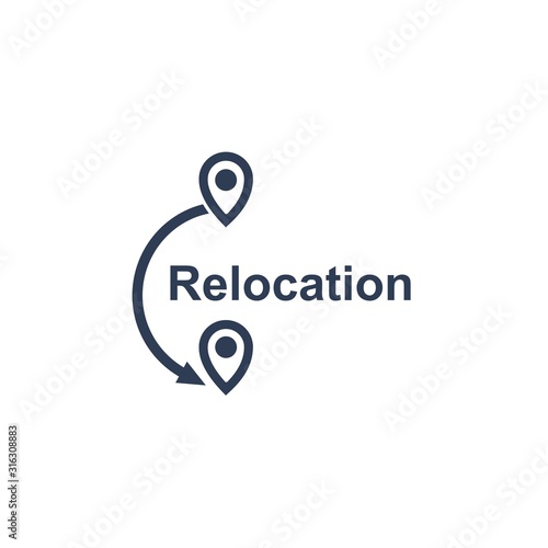  Relocation. Business transfer. Simple vector linear icon isolated on white background.
