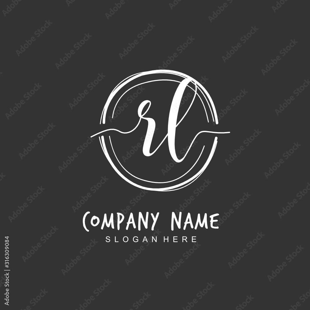 Handwritten initial letter R L RL for identity and logo. Vector logo template with handwriting and signature style. Handwritten initial letter R L RL for identity and logo. Vector logo template with handwriting and signature style.