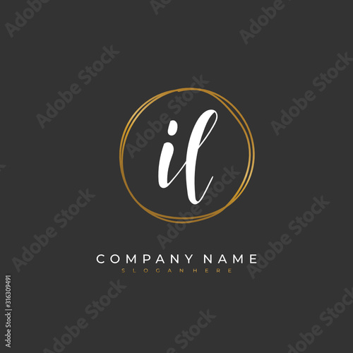 Handwritten initial letter AI L IL for identity and logo. Vector logo template with handwriting and signature style.