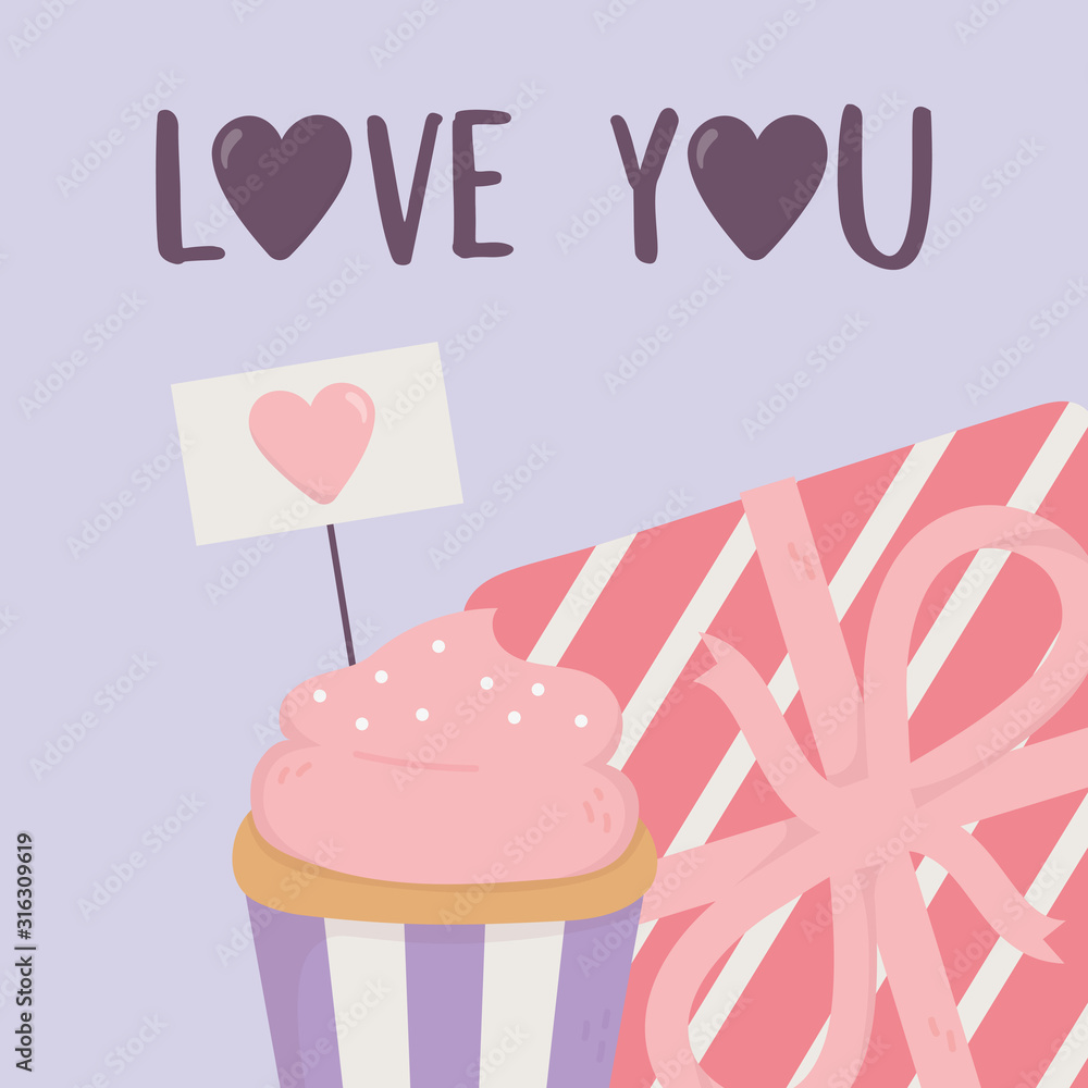 happy valentines day, sweet cupcake sign heart gift box happy valentines day, sweet cupcake sign heart gift box
