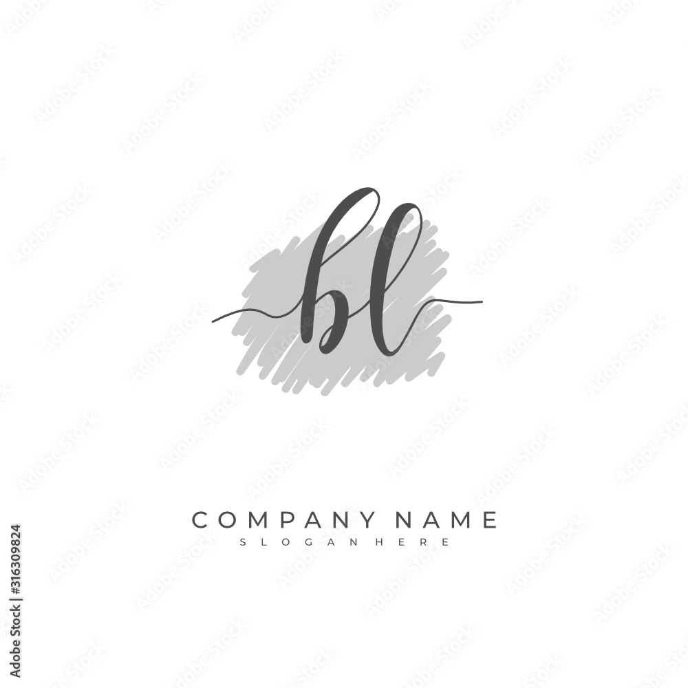 Handwritten initial letter B L BL for identity and logo. Vector logo template with handwriting and signature style. Handwritten initial letter B L BL for identity and logo. Vector logo template with handwriting and signature style.