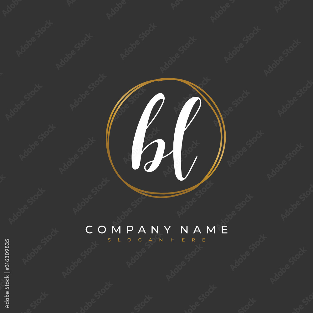 Handwritten initial letter B L BL for identity and logo. Vector logo template with handwriting and signature style. Handwritten initial letter B L BL for identity and logo. Vector logo template with handwriting and signature style.