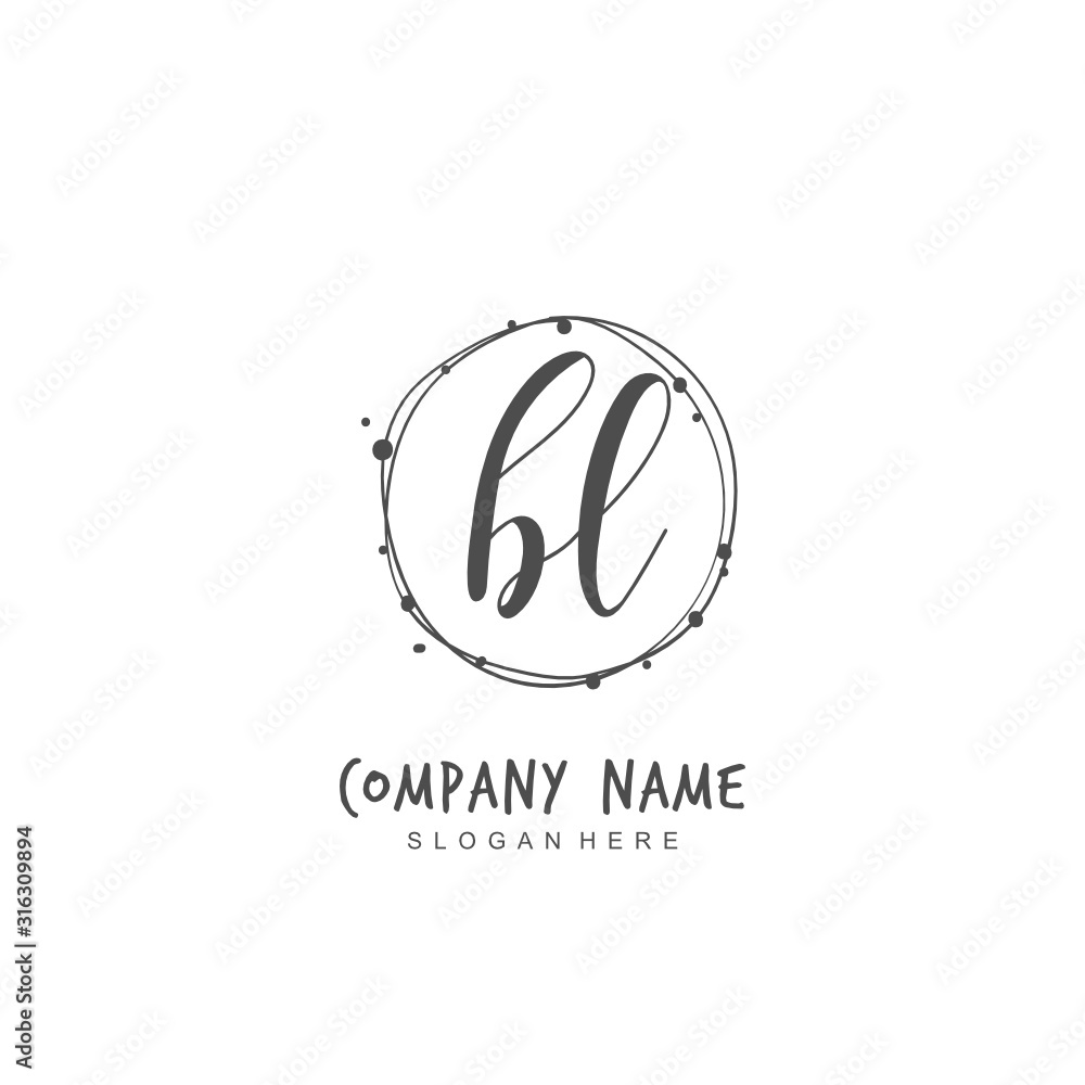 Handwritten initial letter B L BL for identity and logo. Vector logo template with handwriting and signature style. Handwritten initial letter B L BL for identity and logo. Vector logo template with handwriting and signature style.