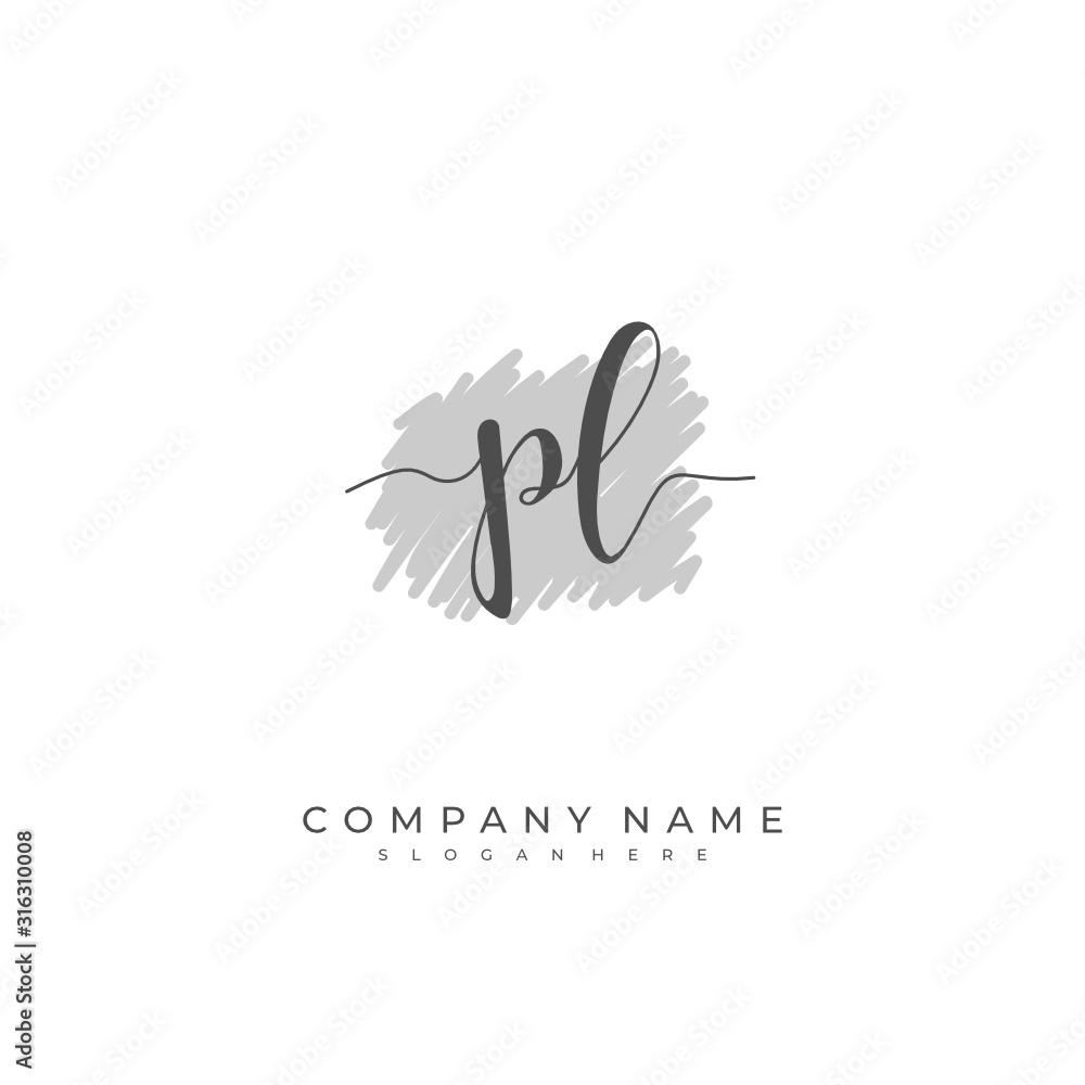 Handwritten initial letter P L PL for identity and logo. Vector logo template with handwriting and signature style. Handwritten initial letter P L PL for identity and logo. Vector logo template with handwriting and signature style.