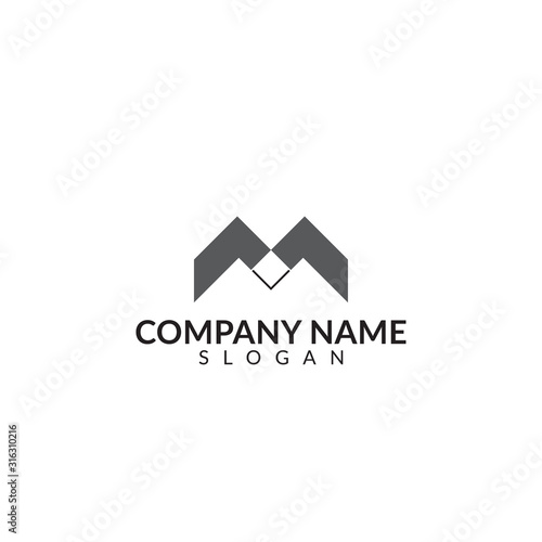 initials logo letter M with grey color vector design template