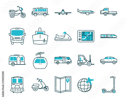Isolated vehicles icon set vector design