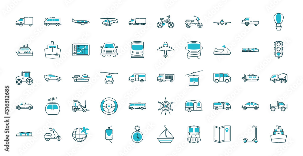 Isolated vehicles icon set vector design Isolated vehicles icon set vector design