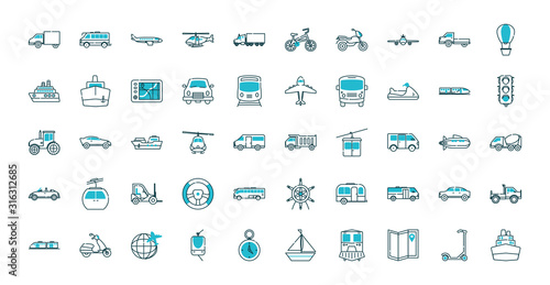 Isolated vehicles icon set vector design