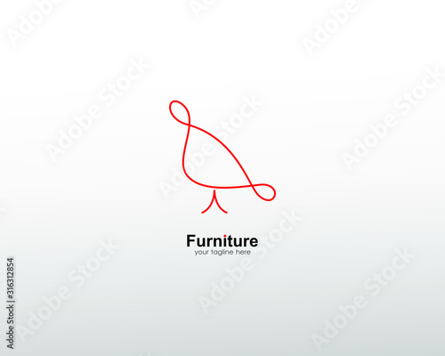 abstract furniture logo, with art lines. modern templates. for company and graphic design. logo icon of chair, lamp, table, wardrobe.