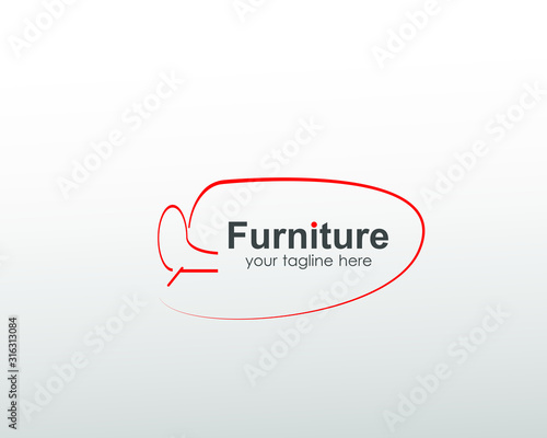 abstract furniture logo, with art lines. modern templates. for company and graphic design. logo icon of chair, lamp, table, wardrobe.