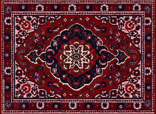 Persian carpet original design, tribal vector texture. Easy to edit and change a few colors by swatch window.