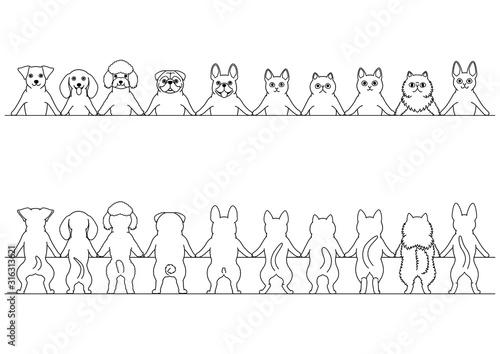 smiling small dogs and cats border set, front and back