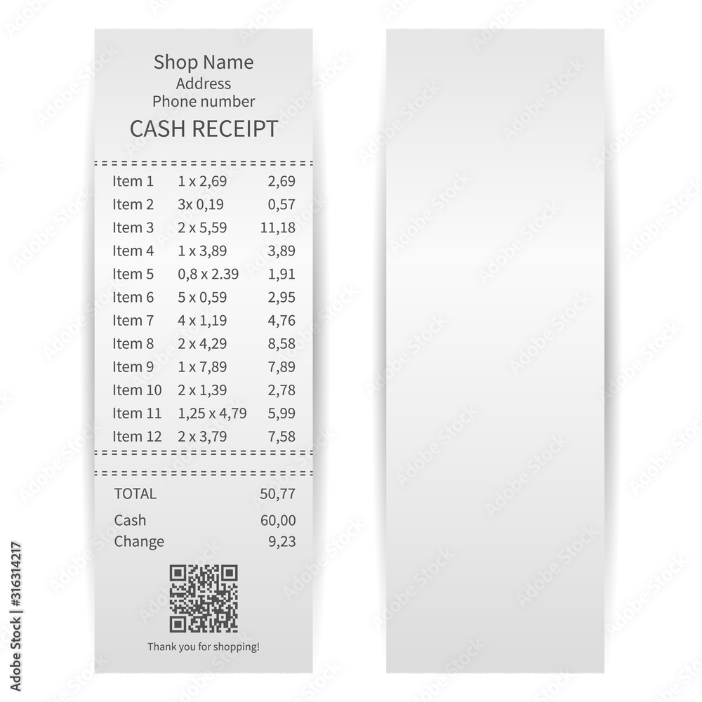 Fototapeta premium Printed receipt