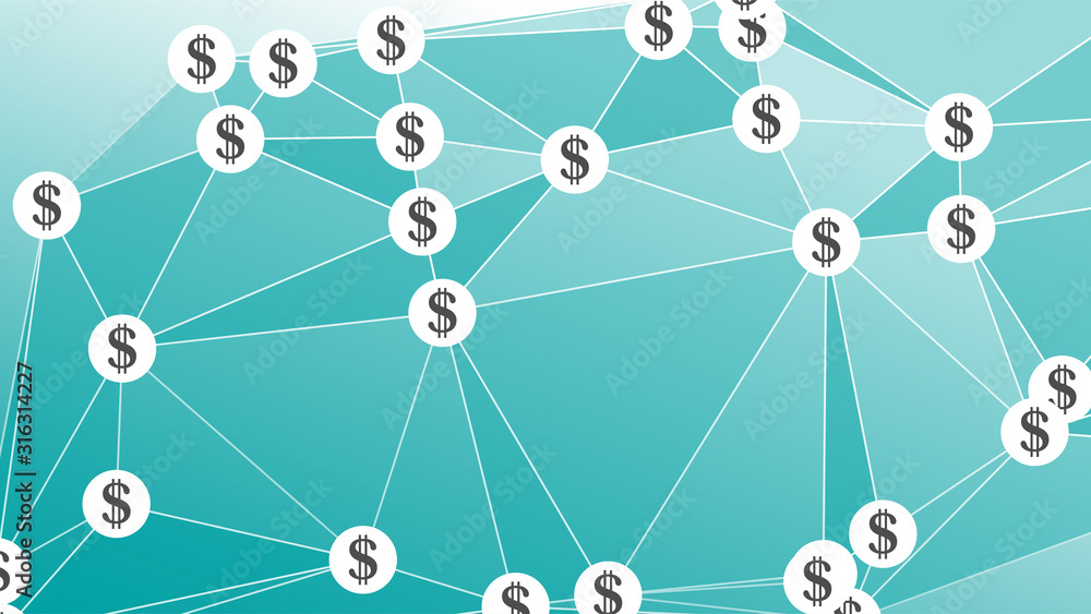 Payment in dollar currency, triangle shapes connected vector dollars sign creative conception