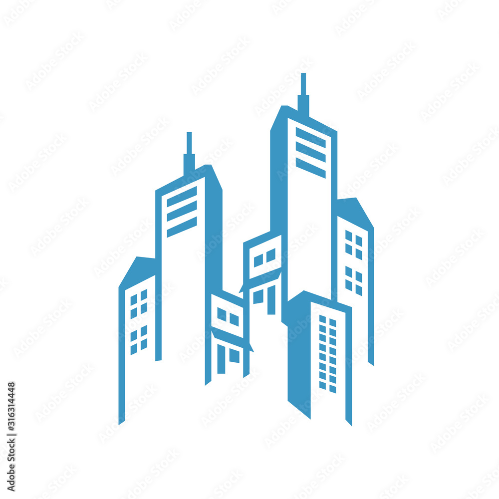 Fototapeta premium new colorful realty skyline building logo design vector graphic modern style