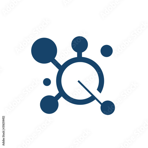 science research electrons nucleus atom logo design vector icon illustration