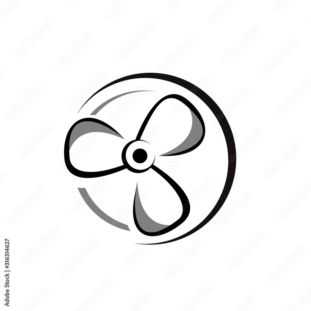 rotation of electric fan logo design vector illustrations