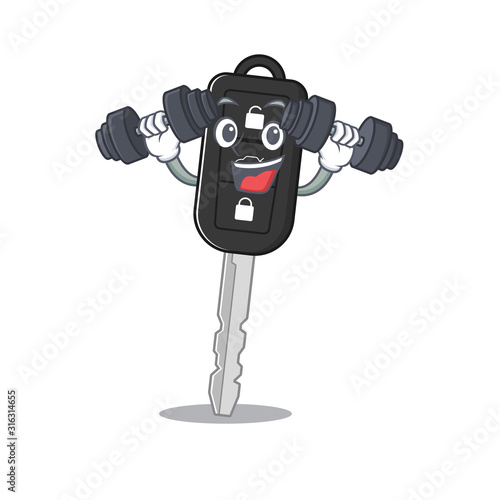 Sporty Fitness exercise car key using barbells