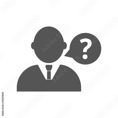 Man with question mark. Pictogram on white background. EPS 10