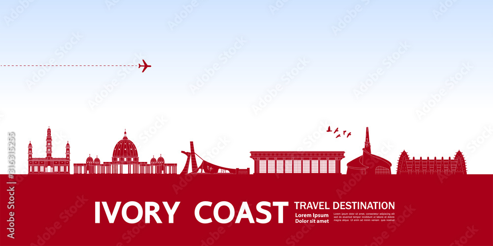 Ivory Coast travel destination grand vector illustration. 