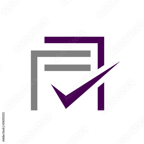 combination of screen and check mark for online questionnaire logo design vector
