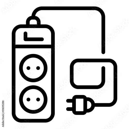 Power socket extender icon. Outline power socket extender vector icon for web design isolated on white background