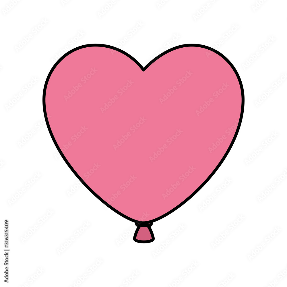 balloon helium in heart shape isolated icon