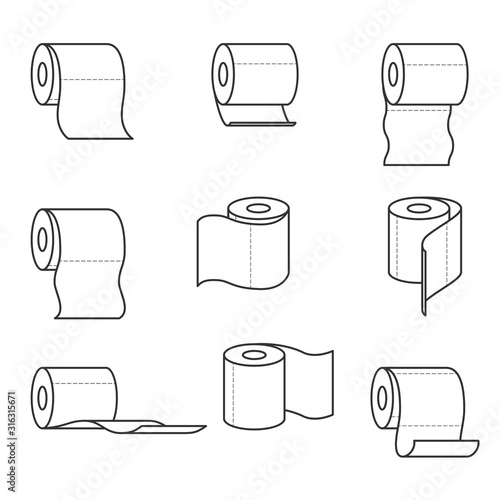 Collection of toilet paper rolls icons. Vector illustration