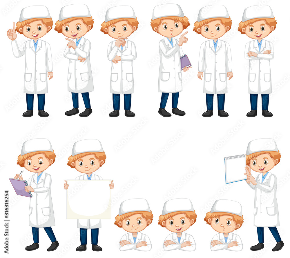 Boy in science gown in many poses Boy in science gown in many poses