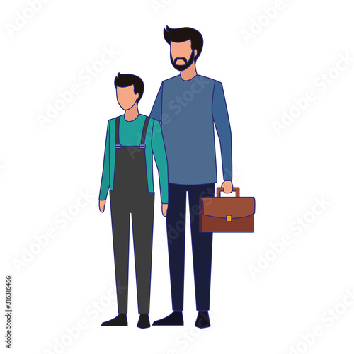 businessman and boy standing icon, colorful design