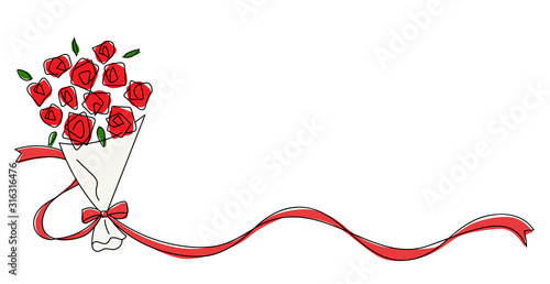 リボンとバラの花束