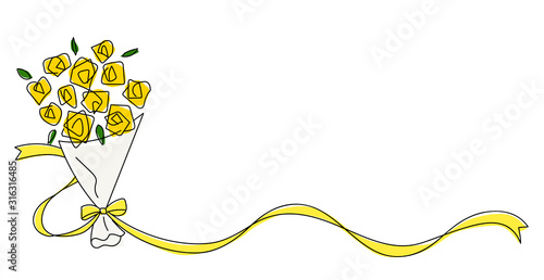 リボンとバラの花束
