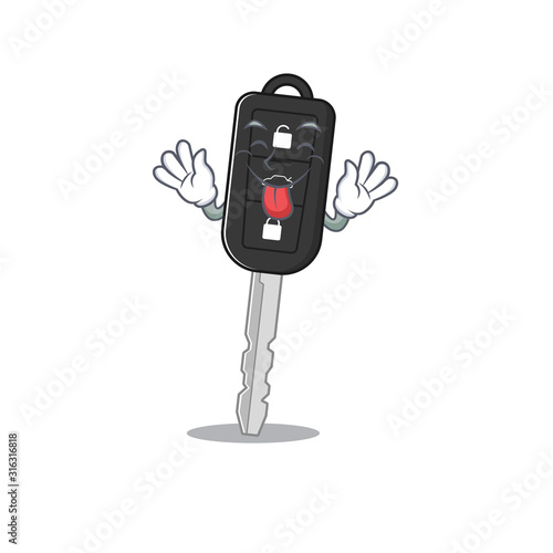 Cute car key cartoon mascot style with Tongue out