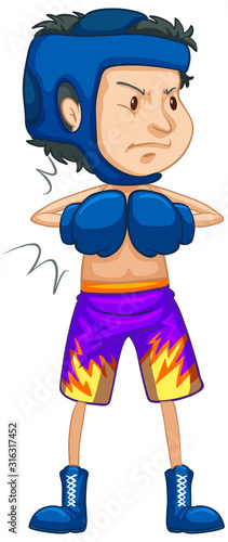 Athlete doing boxing on white background