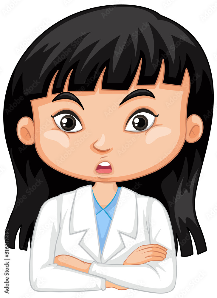 Cute girl in science gown on white background Cute girl in science gown on white background