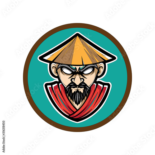 old farmer mascot sport esport logo template with cap, beard, hat for personal, team, company