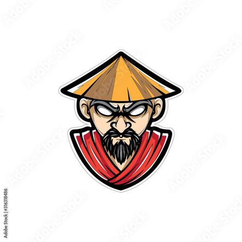 old farmer mascot sport esport logo template with cap, beard, hat for personal, team, company