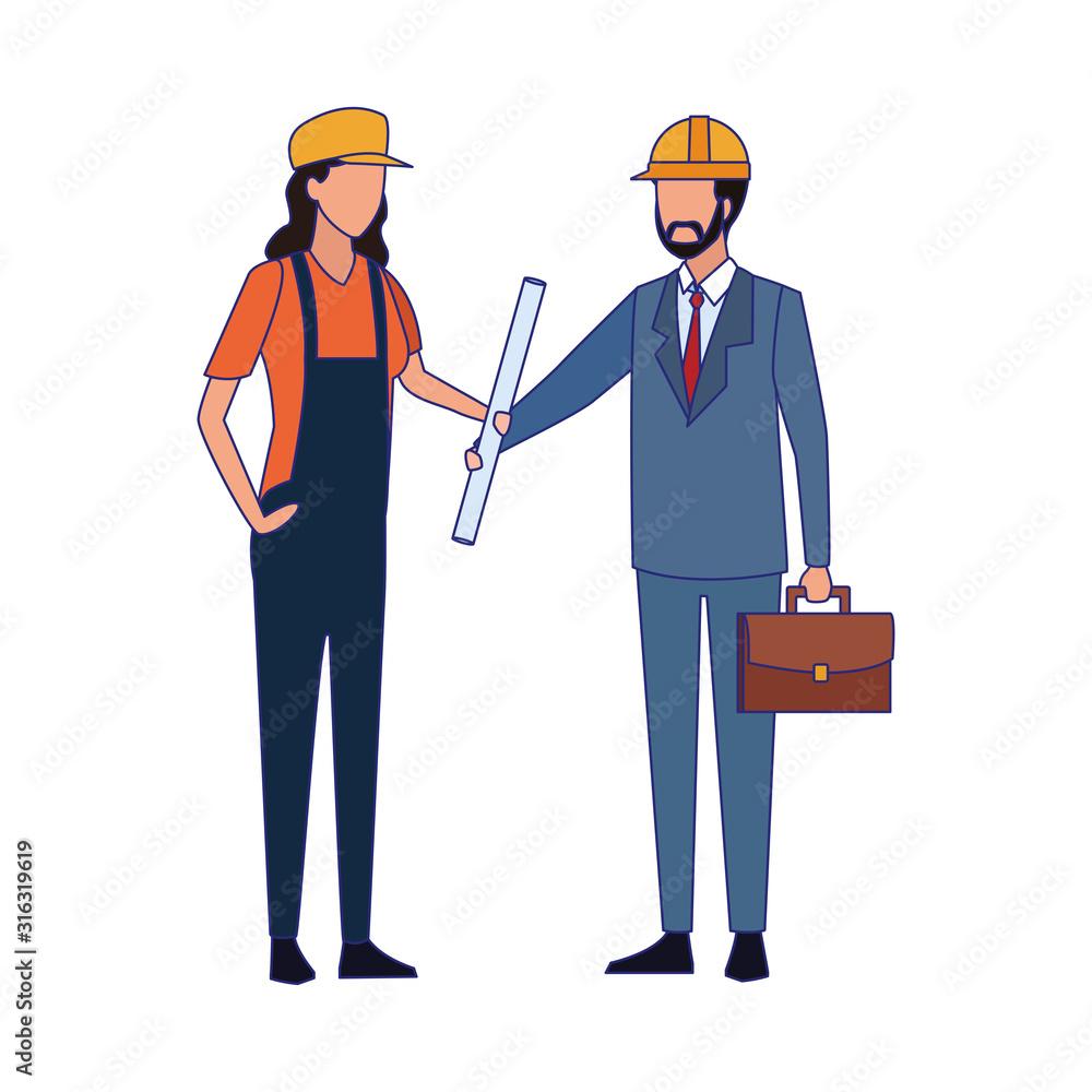 avatar builder woman and businessman standing, flat design avatar builder woman and businessman standing, flat design