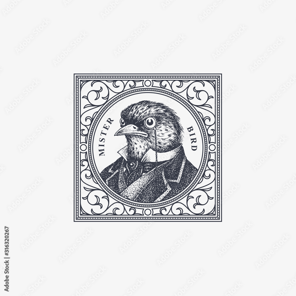 Obraz premium Vintage bird label