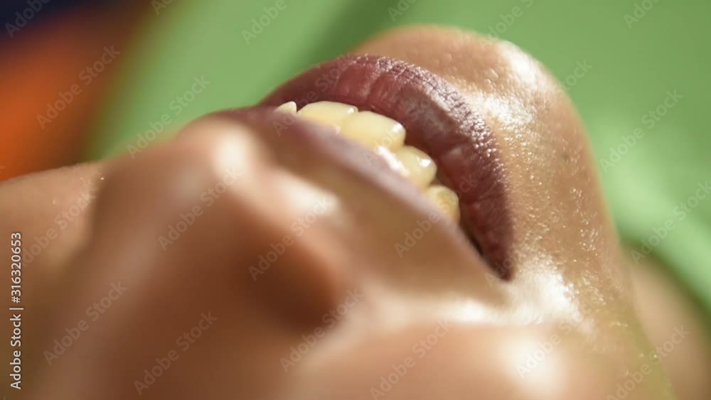 A close up portrait of a beauty young beautiful woman eyes, smiling ...
