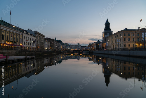 reflection of the city in Sweden europe at night © KAPhotography