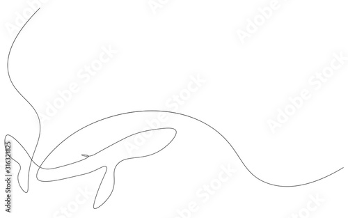 Fototapeta Naklejka Na Ścianę i Meble -  Whale on sea one line drawing vector illustration
