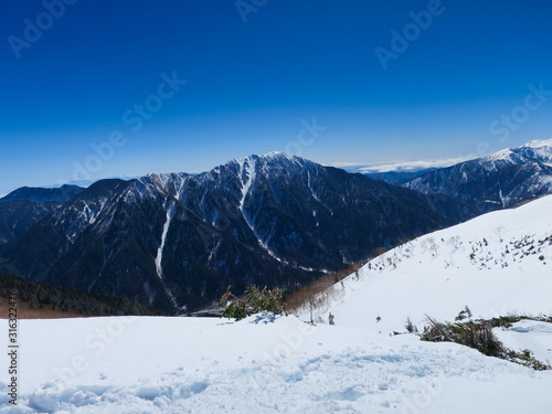 雪山　北アルプス　西穂高岳　青空　風景　 © Kazuhiro.Kimura