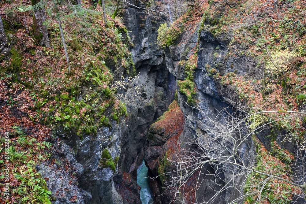 Partnachklamm in Garmisch-Partenkirchen, a canyon in germany Partnachklamm in Garmisch-Partenkirchen, a canyon in germany