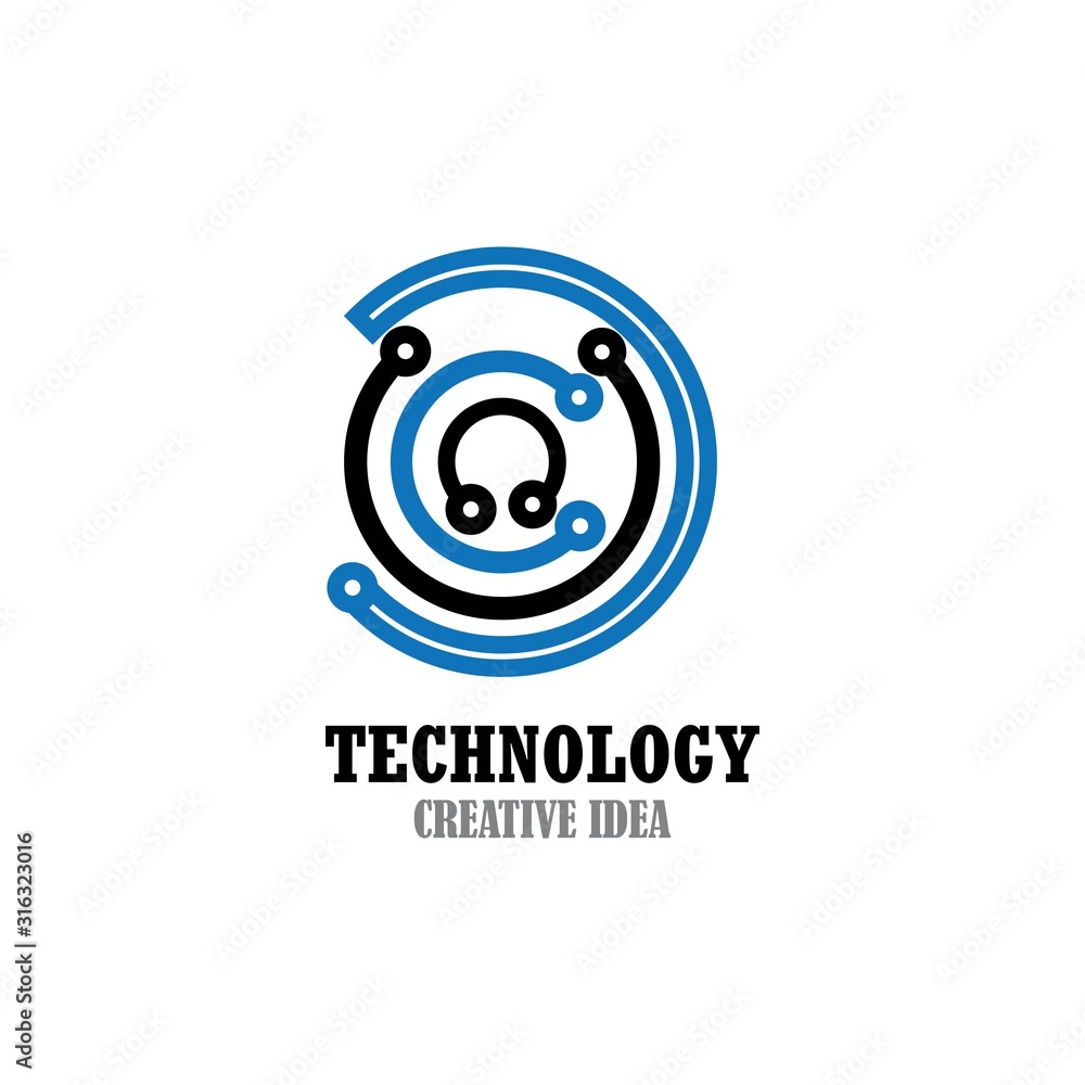 Obraz premium Technology logo design template vector icon