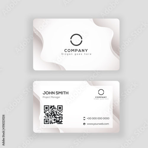Abstract white business card or visiting card design in front and back view.