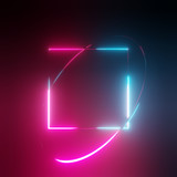 Neon light circle and square frames