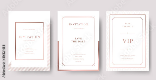 Vintage rose gold luxury vector invitation card