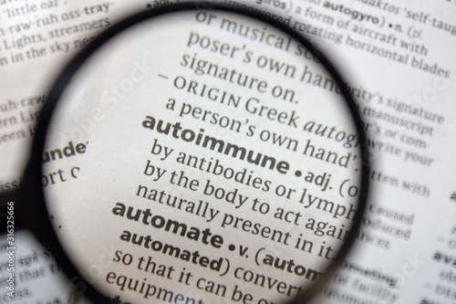 The word of phrase - autoimmune - in a dictionary. photo
