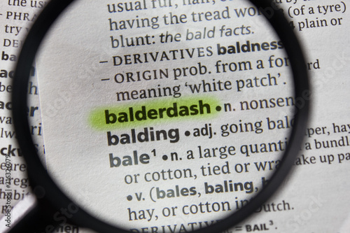 The word or phrase balderdash in a dictionary.